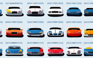 A calendar with different car models for each season