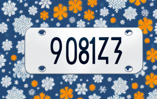 A german license plate with a range of months displayed on it