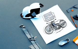 A light motorcycle (leichtkraftrad) with insurance policy documents and a safety helmet on a road
