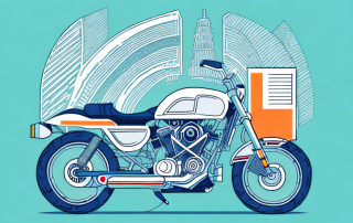 A light motorcycle with insurance papers on its side