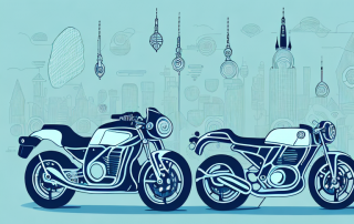 A lightweight motorcycle with various insurance protection shields hovering around it