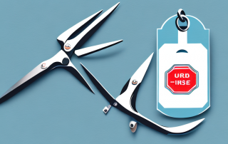 A car with an insurance tag being cut off with a pair of scissors