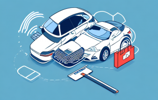 A computer mouse connected to a car