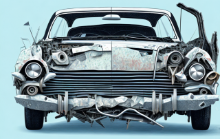 A car in the process of being scrapped
