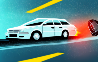 A car braking abruptly on a wet road