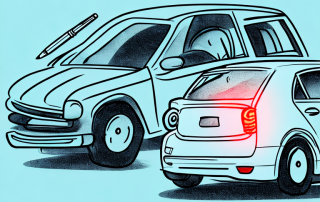 A small car lightly bumped into the back of another car on a city street