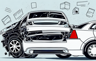 Two cars involved in a rear-end collision on a city street
