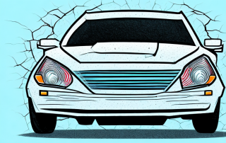 A car with a cracked front windshield