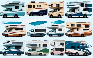 A variety of different styles of motorhomes parked in a safe and secure environment