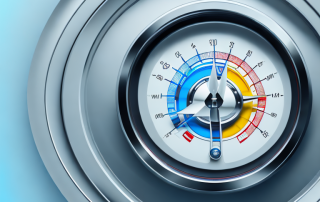 A car with visible speedometer and odometer readings