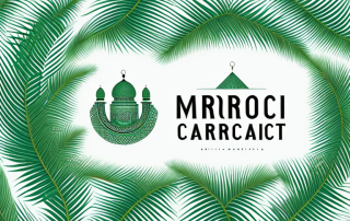 A lush green card nestled amidst iconic moroccan elements like palm trees