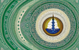 A green card surrounded by turkish landmarks and symbols like the hagia sophia