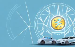 An electric car with a symbolic insurance shield
