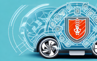 An electric car with a shield symbolizing insurance