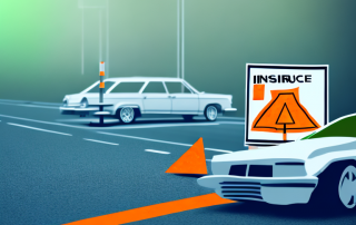A crashed car with a visible insurance policy document on the hood