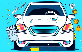 A damaged car with insurance policy papers and a safety helmet on the hood