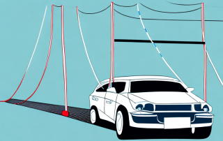 A car driving on a bridge