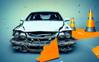 A wrecked car with visible damages