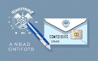 A sealed envelope with a credit card and a shield symbol on it