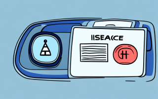 A car with a cancelled insurance tag hanging from the rear-view mirror