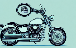 A motorcycle parked next to a piggy bank