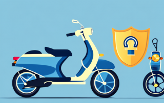 A moped car parked next to an insurance policy