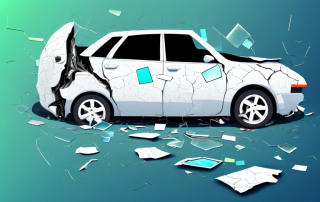 A damaged car parked on the side of a road