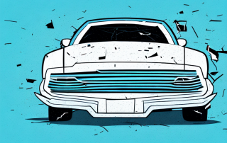 A damaged car parked on the side of the road with broken tail light