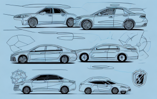 A few different types of cars with a protective shield around them