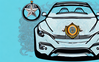 A car surrounded by a symbolic shield