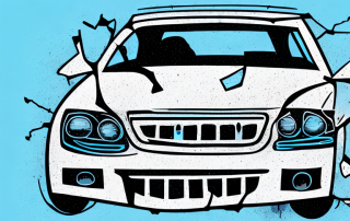 A car with visible signs of vandalism such as broken windows