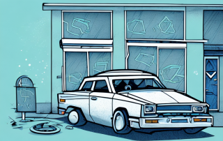 A car parked on a street with signs of vandalism such as a broken window