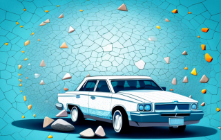 A car with a cracked windshield