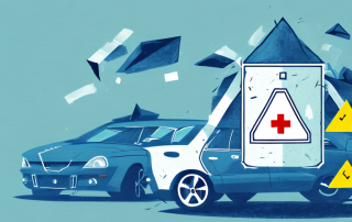 A slightly damaged car on the side of a quiet road