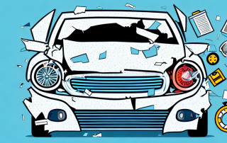 A damaged car with visible signs of a major crash