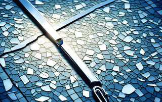 An empty parking space with scattered broken glass on the ground