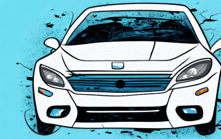 A car with minor visible damages such as a dented bumper and scratched paintwork