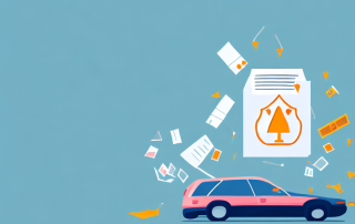A car with various insurance policy papers floating around it