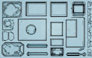 Various glass objects like a window