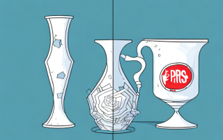 A broken vase with a price tag attached to it