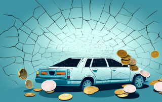 A car with a cracked windshield