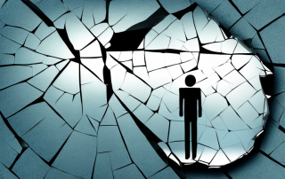 A shattered car window with a small
