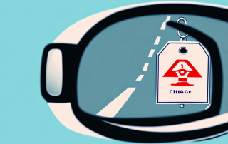 A car with an insurance tag hanging from the rear-view mirror
