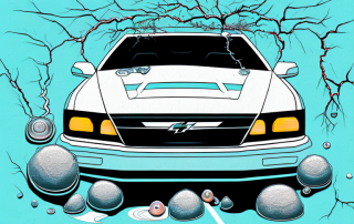 A car with various parts highlighted such as the windshield