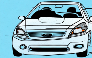 A car with various parts highlighted