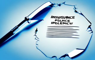 A broken insurance policy document with a magnifying glass focusing on the cracked part