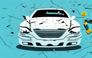 A damaged car with a table chart embedded on it