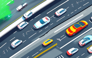 A car recklessly speeding on a winding road