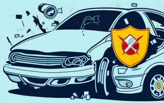 A car accident scene with a broken traffic signal