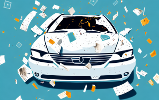 A damaged car with increasing euro symbols floating upwards